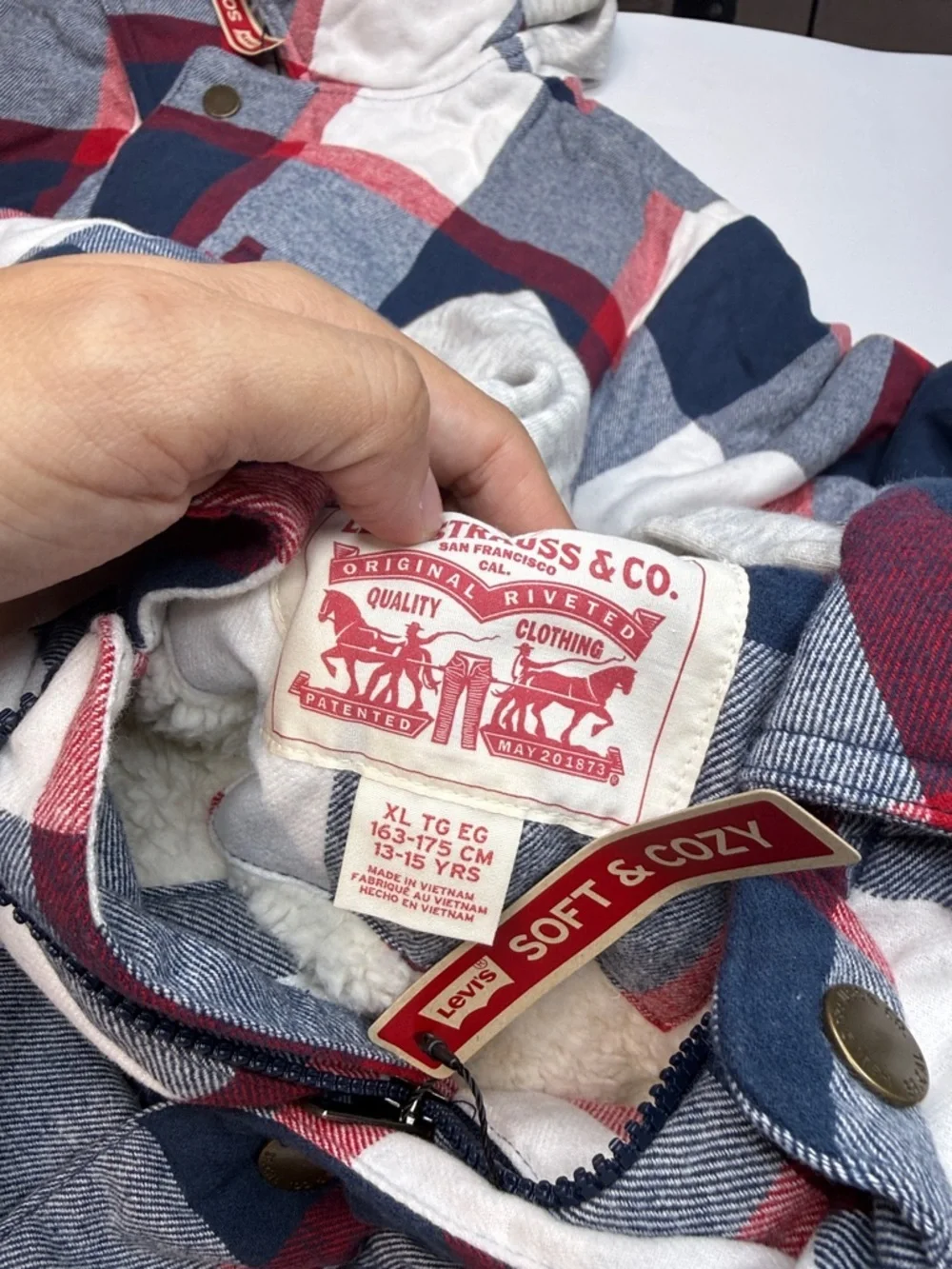 Levis Sherpa Lined Shacket Big Boys - Dress Blues and Grey